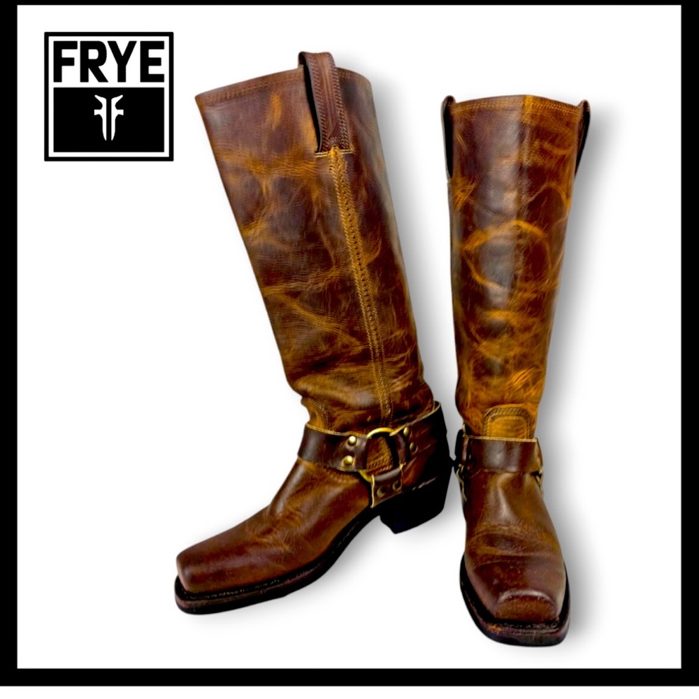 SOLD- Frye Distressed Harness Boots size 8.5